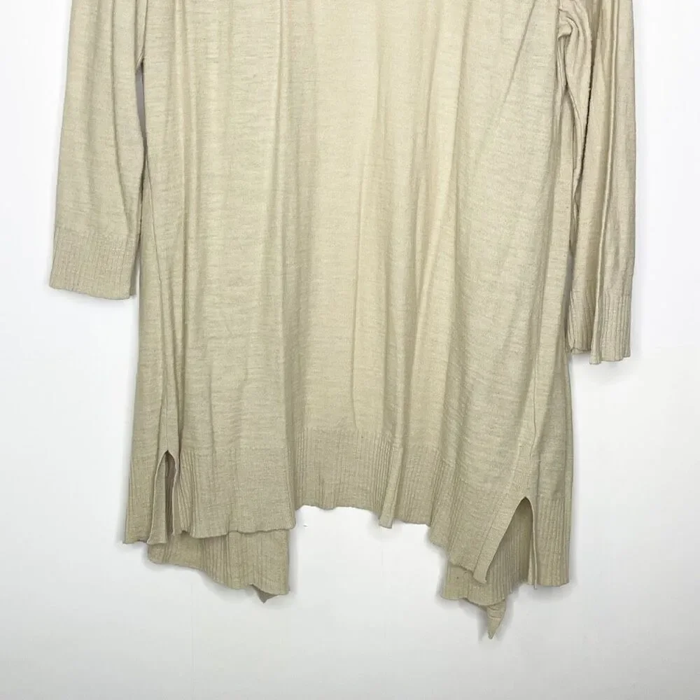 Eddie Bauer Open Front Tan Lightweight Cardigan Sweater Cotton Womens Size Large